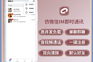 2023仿微X即时通讯IM阅后即焚双向删除音视频通话分布式处理高负载
